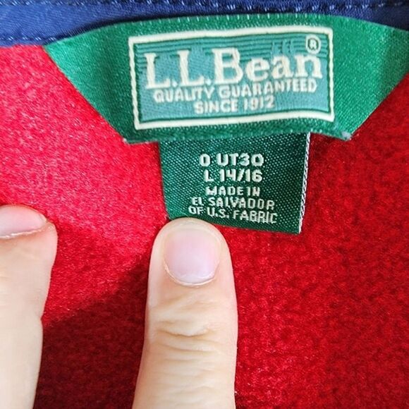 Red Full Zip L.L. Bean Fleece Vest Size Large (14/16) - Picture 5 of 5